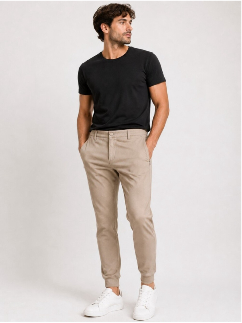 TRUE Men’s Tan Suede-Look Jogger Pants Size 33 Modern Tapered
